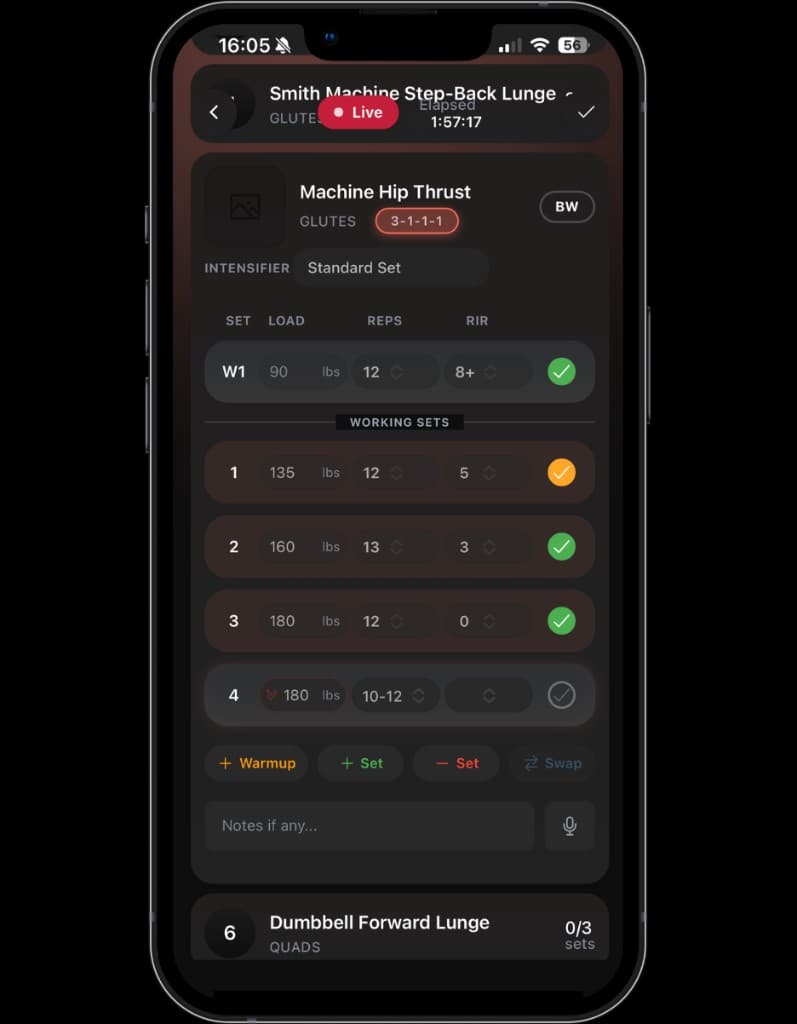 Physical Culture — live workout logging on iPhone